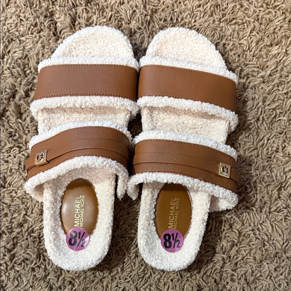 Michael Kors Brown and Cream Slides